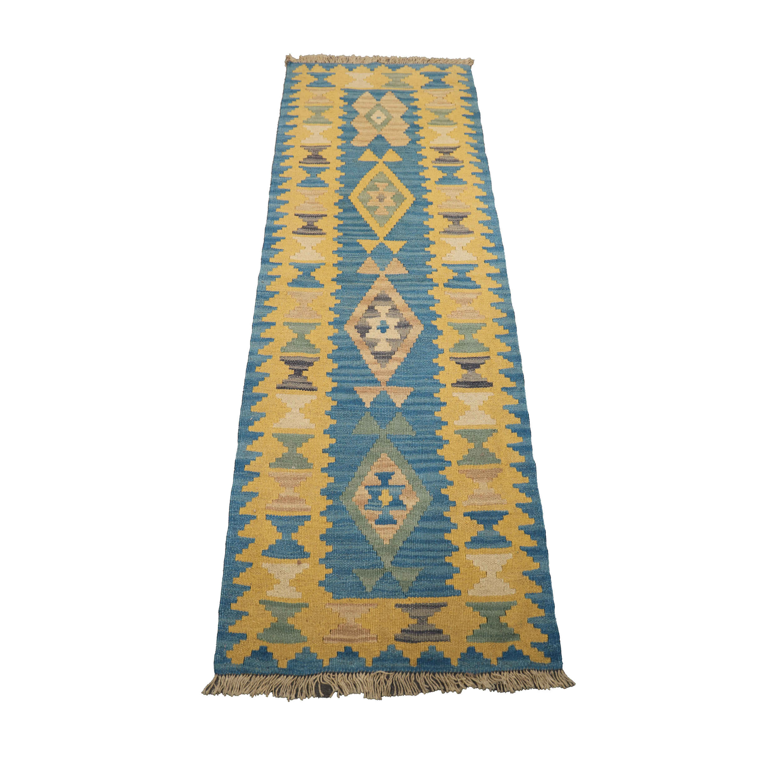 Tapis de Couloir Kilim Persan en Laine Original Tissé à la Main à Fars Qashqai