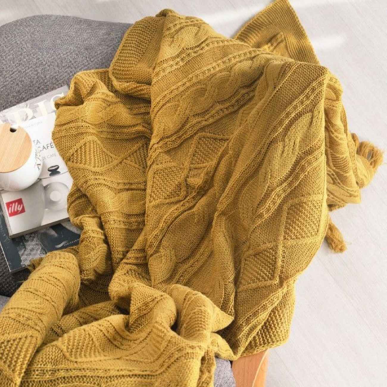 Couverture Tricotée Décorative pour Canapé – Alliance Parfaite de Confort et de Style