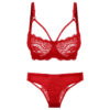 Ensemble soutien-gorge et culotte en dentelle rouge - Audacieux et beau - Lingerie romantique