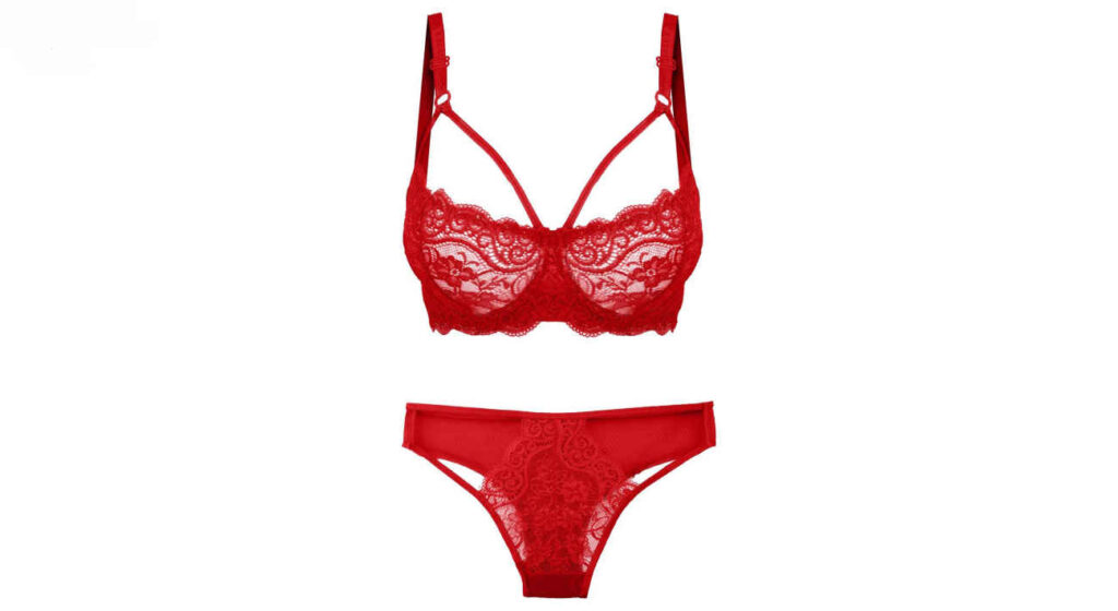 Ensemble soutien-gorge et culotte en dentelle rouge - Audacieux et beau - Lingerie romantique