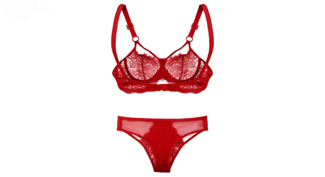 Ensemble soutien-gorge et culotte en dentelle rouge – Audacieux et beau – Lingerie romantique