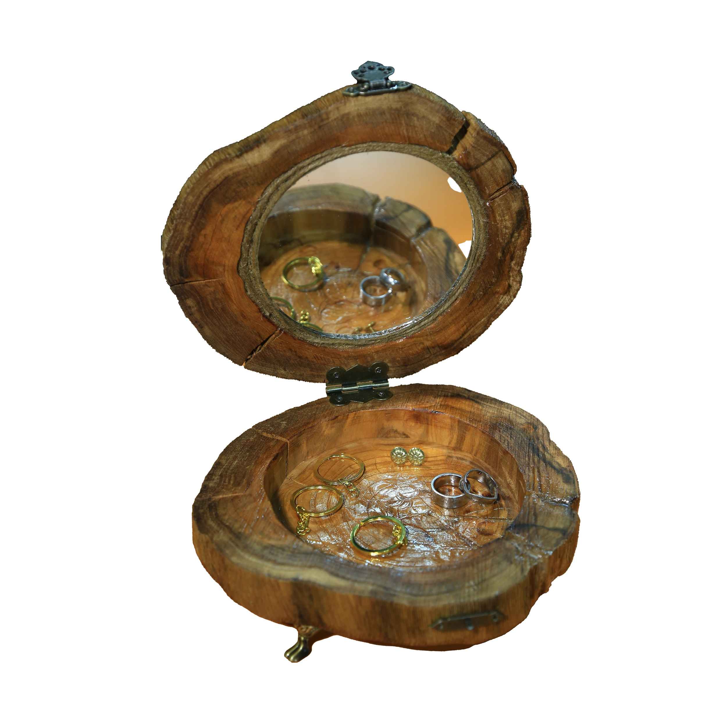 Boîte à bijoux rustique en bois avec miroir – Cadeau parfait pour femme