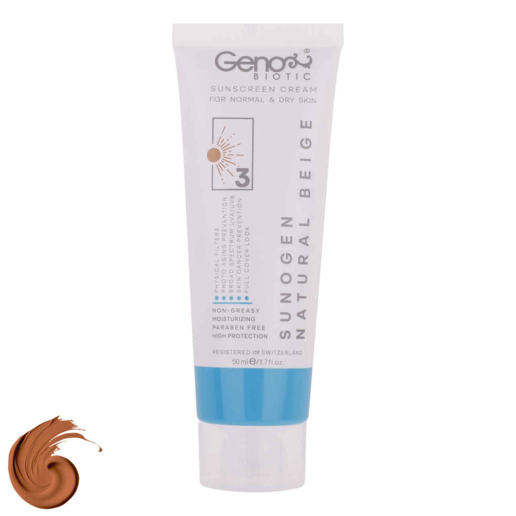 Crème Solaire pour Peaux Sèches et Normales - Couleur Beige Naturel - Genobiotic SPF50 Teintée (Lot de 2)