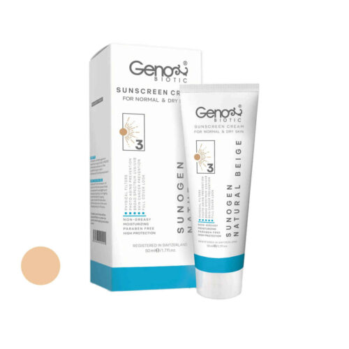 Crème Solaire pour Peaux Sèches et Normales – Couleur Beige Naturel – Genobiotic SPF50 Teintée (Lot de 2)