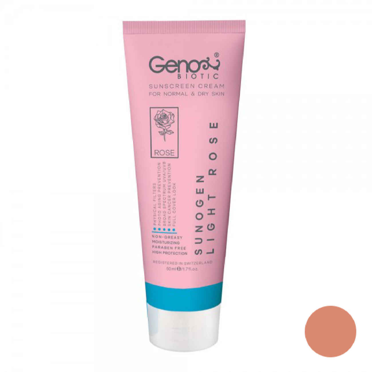 Crème Solaire pour Peaux Sèches et Normales – Geno Biotic SPF50 Teintée, 50 ml (Lot de 2)
