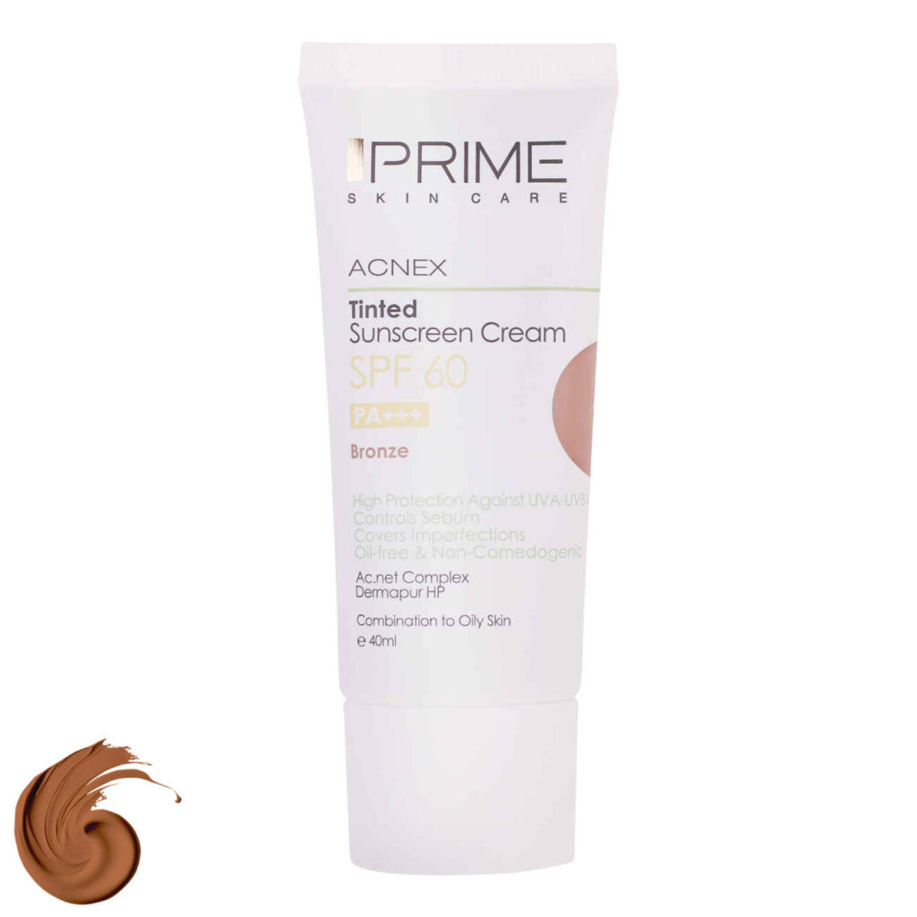 Crème Solaire pour Peaux Grasses - Prime SPF60 Couleur Bronze, Anti-Acné, Protection UVA et UVB (Lot de 2)