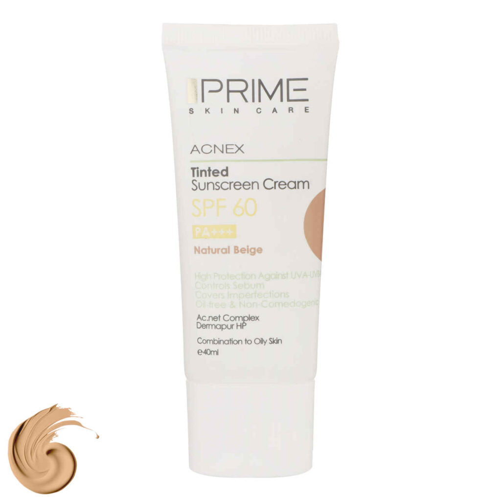 Crème Solaire pour Peaux Grasses - Prime SPF60 Couleur Beige Naturel, Anti-Acné (Lot de 2)