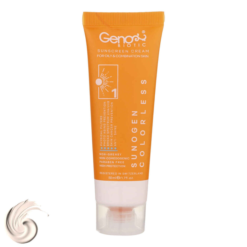 Crème Solaire pour Peaux Grasses et Mixtes - Geno Biotic SPF50 Incolore et Hydratante (Lot de 2)