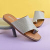 Tong pour femmes - Design élégant en peau de serpent gris