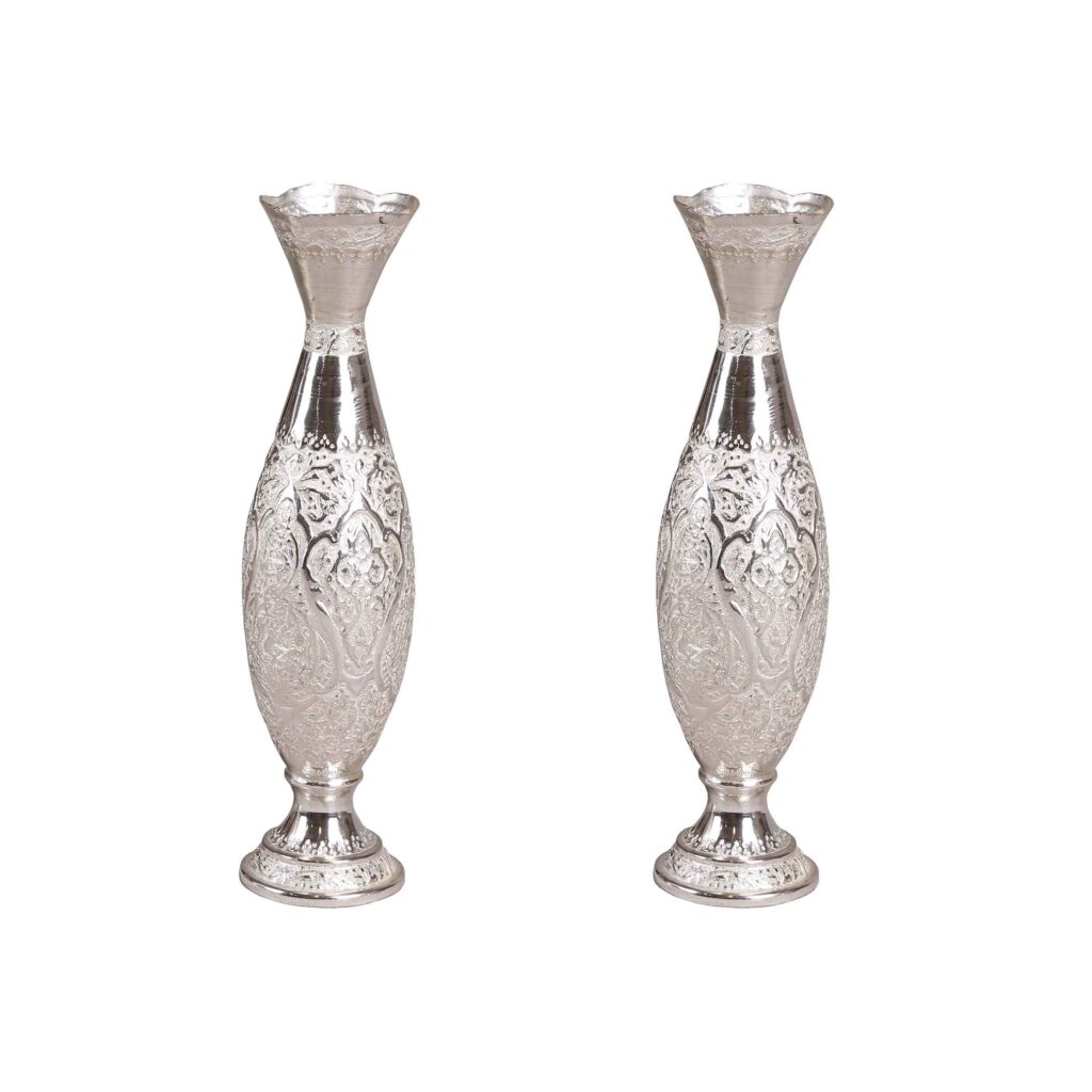 Vase en laiton traditionnel fait main modèle fusée Set de 2