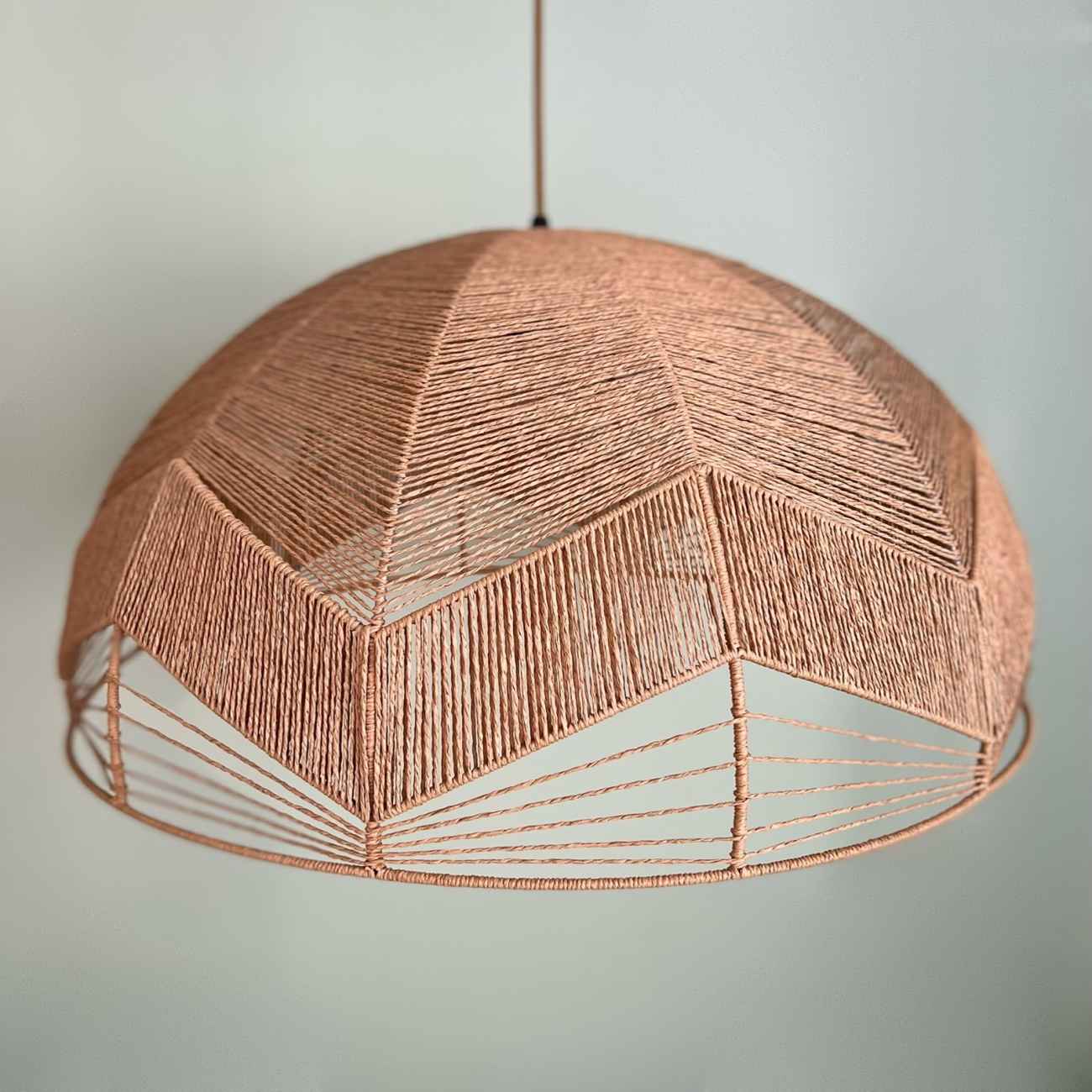 Suspension tissée bohème - Lumière rustique en chanvre tissé