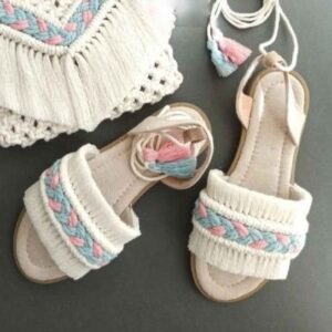 Sandales Uniques en Macramé pour Femmes – Parfaites pour les Aventures en Plein Air