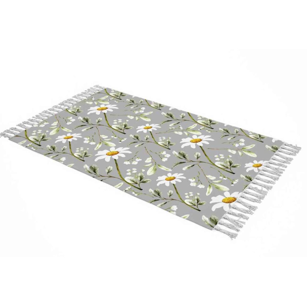 Plaid en Velours pour Canapé au Motif Camomille – Parfait pour la Décoration Intérieure