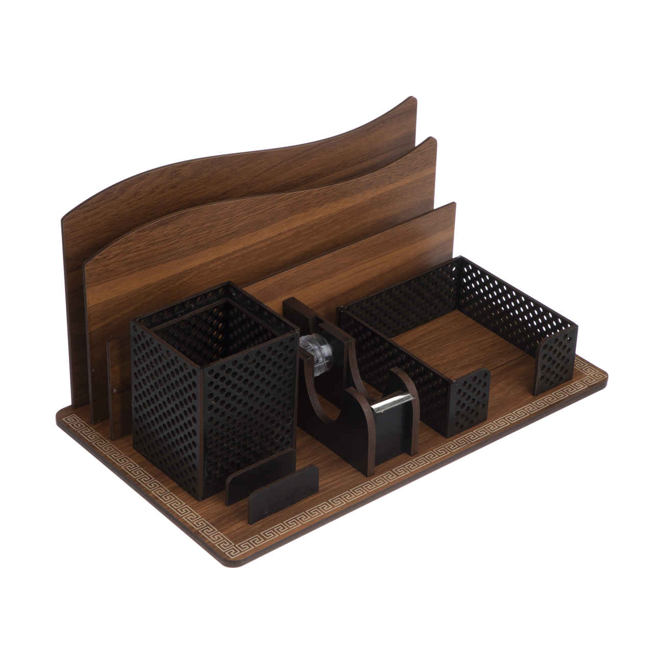Accessoire organiseur de bureau pour fournitures – Bois, marron