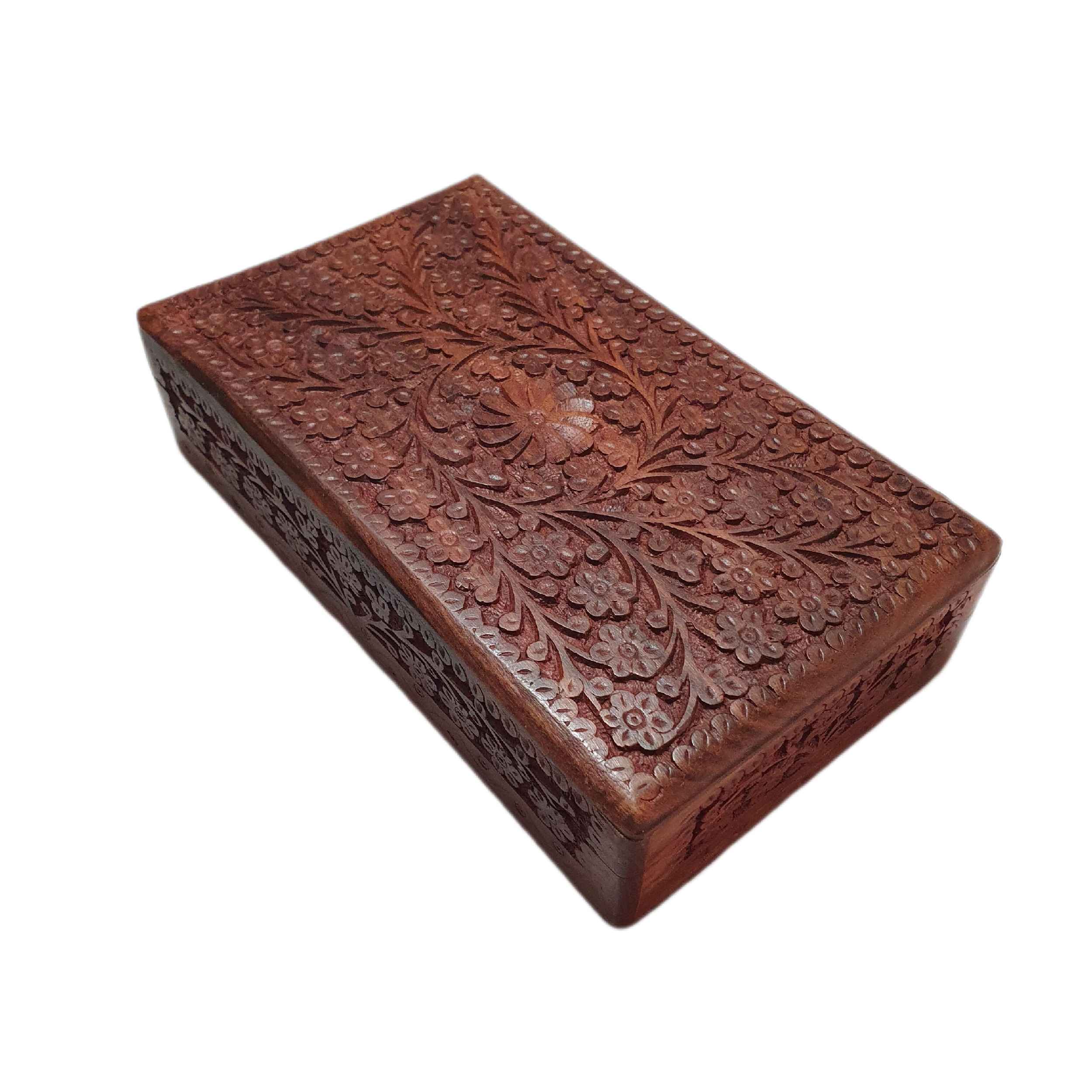 Boîte à bijoux en bois avec motif floral – Artisanat d’exception pour un charme intemporel