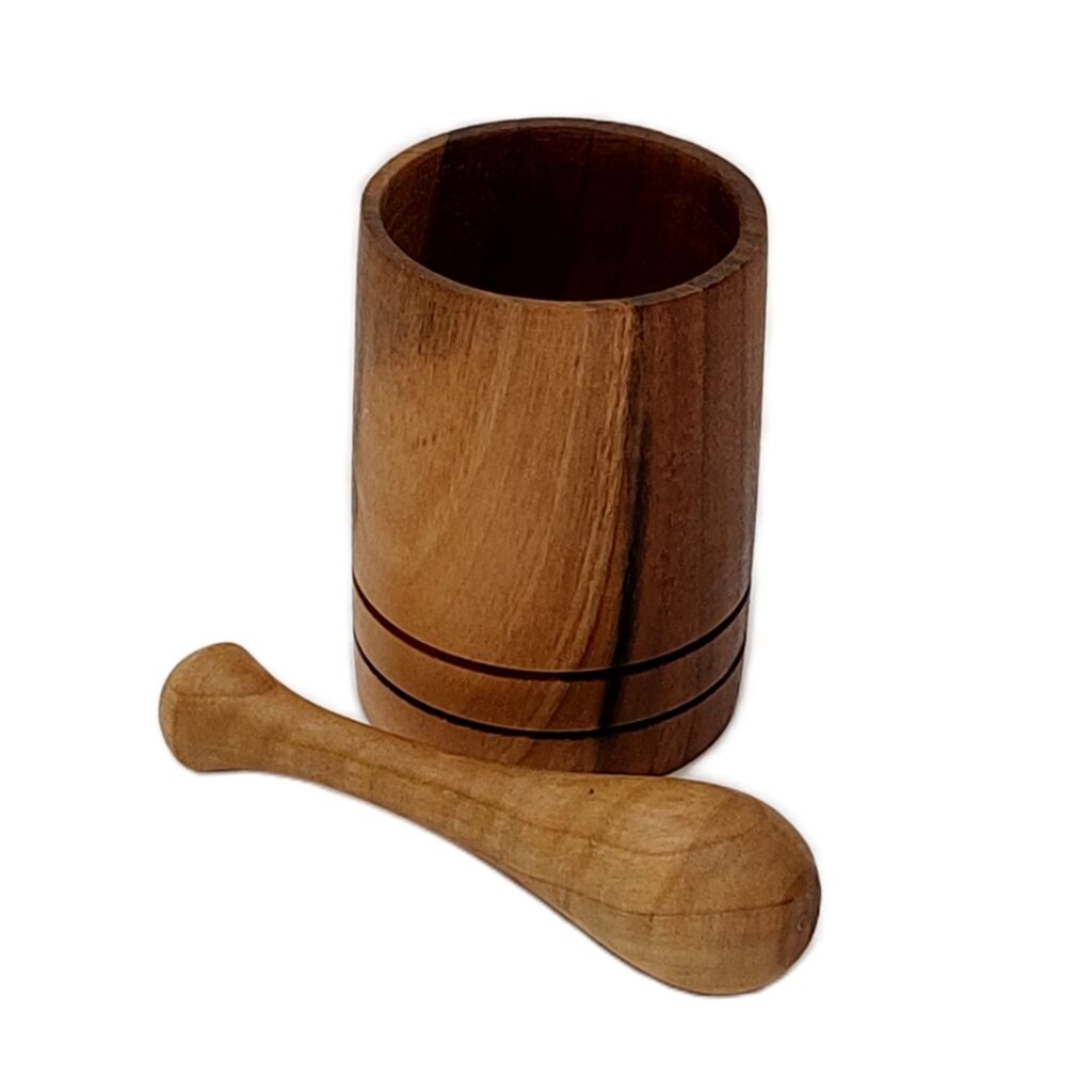 Ensemble Mortier et Pilon en Bois pour Herbes et Épices Fait de Noyer