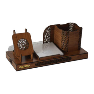 Accessoire organiseur de bureau en bois avec design géométrique