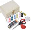 Kit de couture en bois avec finition simili cuir – Idéal pour loisirs créatifs, réparations & couture