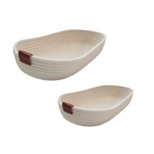 Panier tissé – Tresse brodée – Design ovale pour le pain et les légumes (2 pièces)
