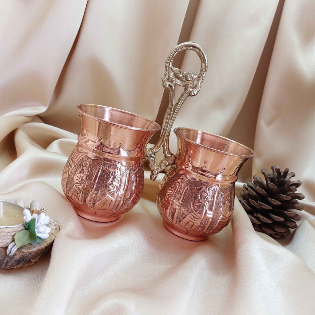 Porte-ustensiles de cuisine persan en cuivre martelé artisanal – Rangement de cuisine élégant au design achéménide