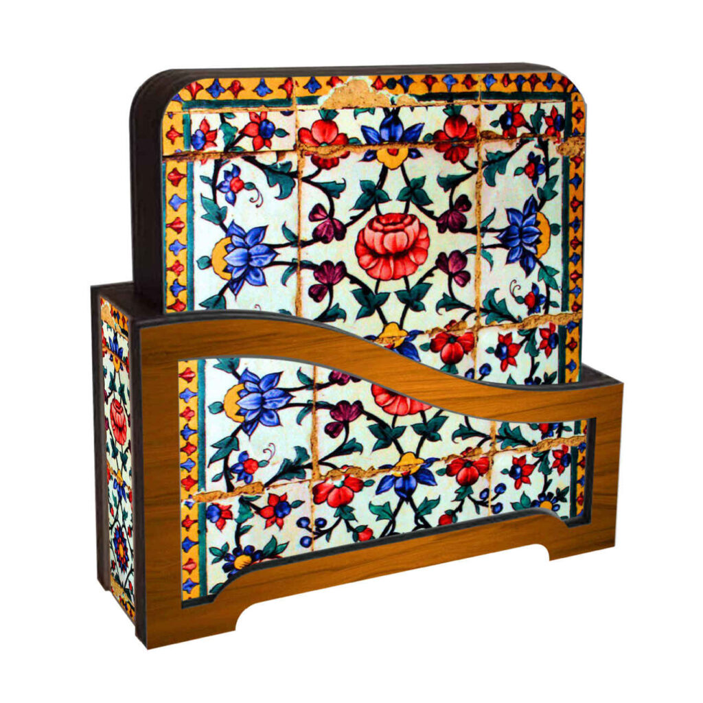 Ensemble de sous-verres artistiques - Modèle Carreau avec design floral, pack de 6