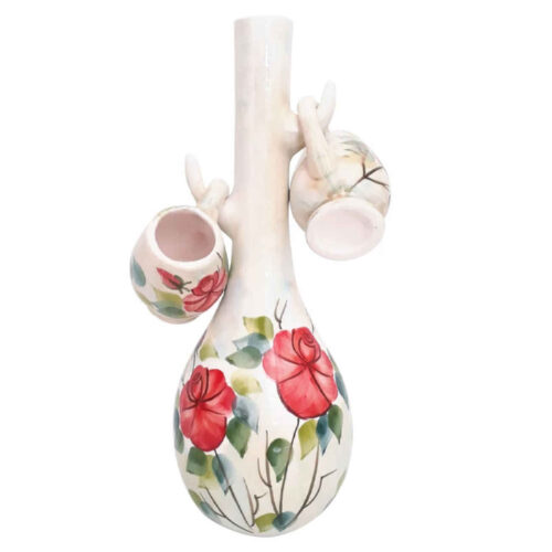 Ensemble Élégant de Pichet et Verres en Céramique avec Motif Rose Rouge Ensemble de 3
