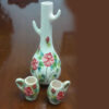 Ensemble Élégant de Pichet et Verres en Céramique avec Motif Rose Rouge Ensemble de 3
