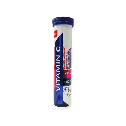 Comprimé effervescent de vitamine C pour la routine quotidienne avec le goût de fraise, pièce de 20