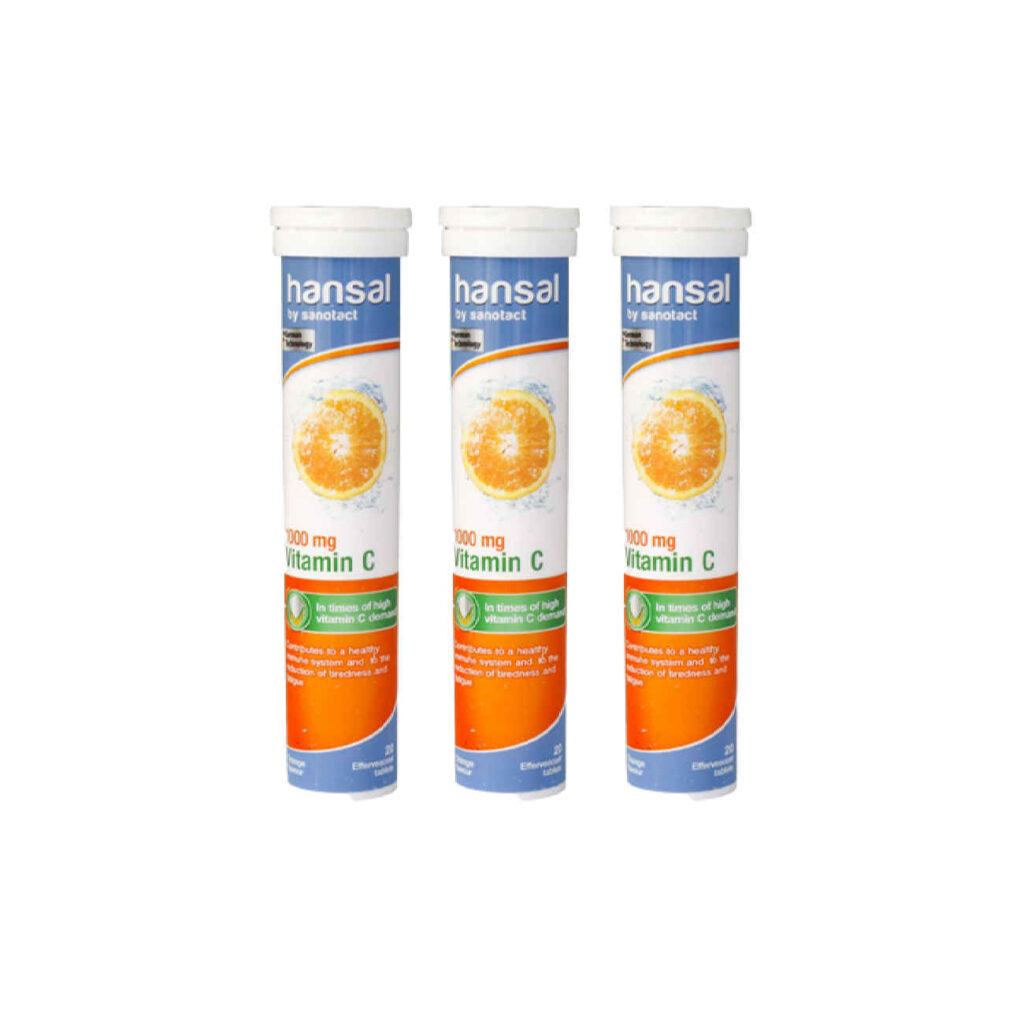 Comprimé effervescent de vitamine C au goût d'orange - Paquet de 3 et 60 comprimés (300 gr)