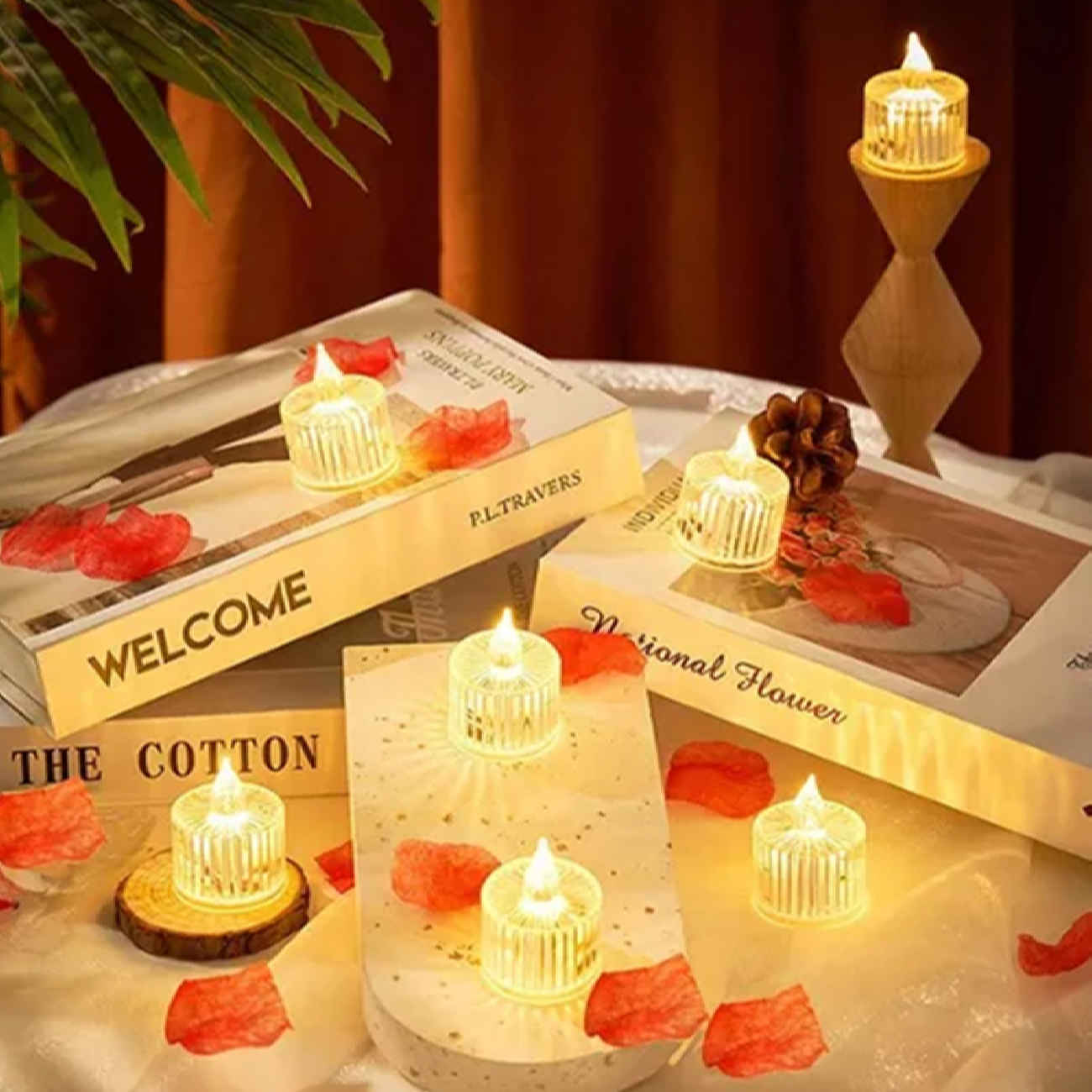 Bougie LED élégante de Noël – Chaleur et éclat vacillant pour les fêtes (ensemble de 2)