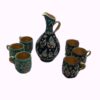 Ensemble Pichet et Verres en Poterie Émaillée Minakari - 7 pièces avec Motif Floral