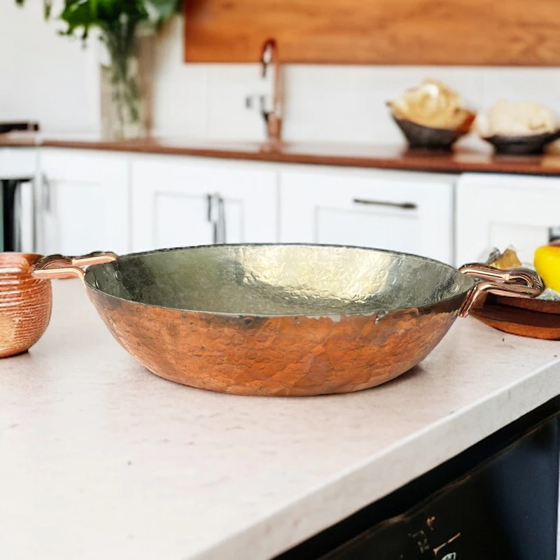 Poêle à frire en cuivre persan martelée – Modèle Roudabe