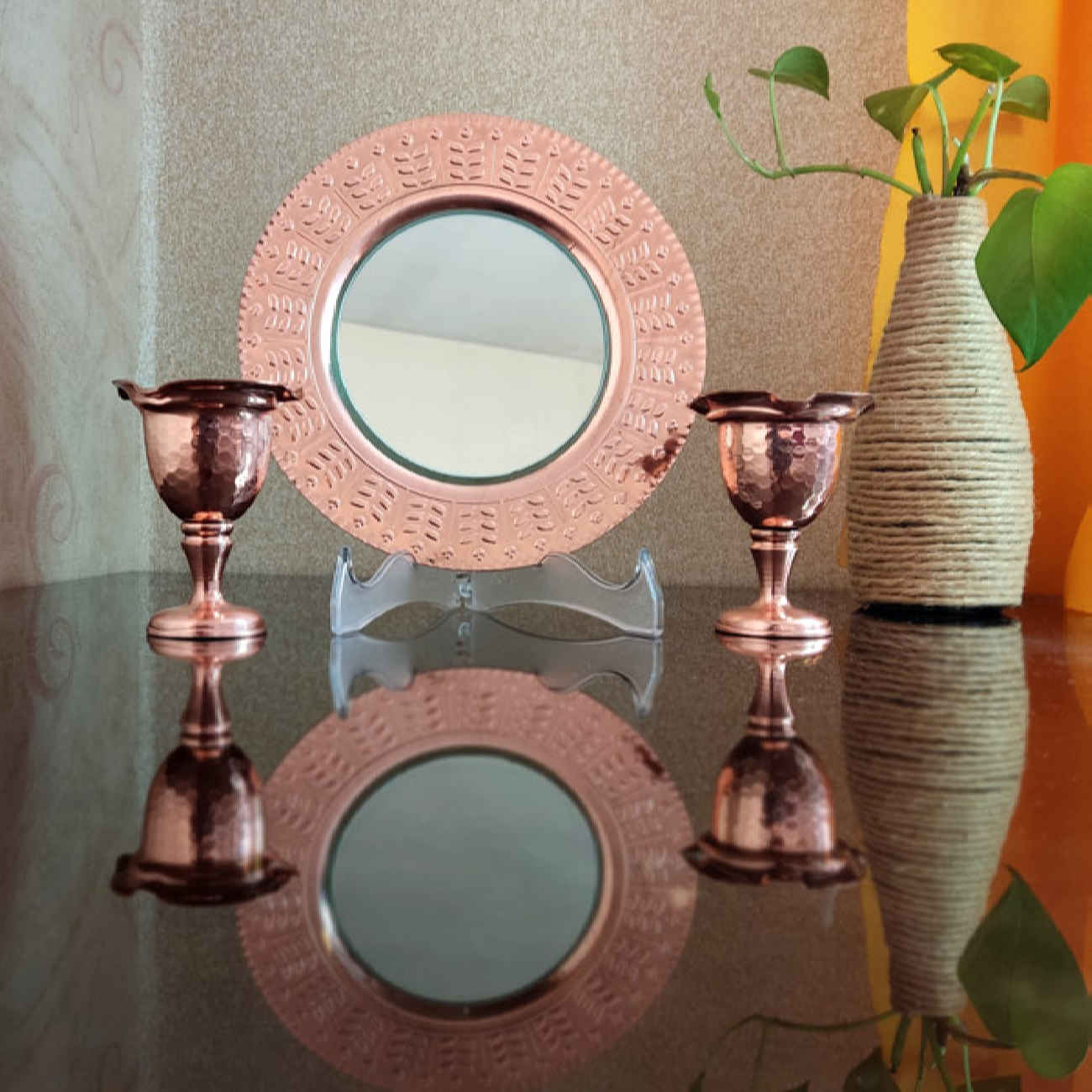 Bougeoir en cuivre fait à la main – Un mélange spectaculaire de tradition et d’élégance (1 pièce)