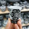 Tasse à café en pierre faite à la main pour les amateurs de café avec design de feuille et fleur (ensemble de 2 pièces)