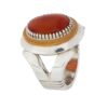 Bague en argent pour hommes fabriquée à la main avec agate yéménite et pierre rouge