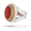 Bague en argent pour hommes fabriquée à la main avec agate yéménite et pierre rouge