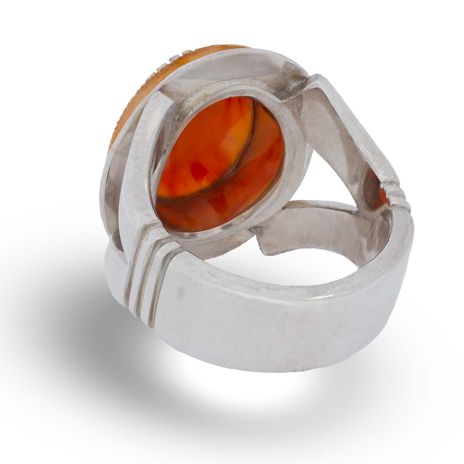 Bague en argent pour hommes fabriquée à la main avec agate yéménite et pierre rouge