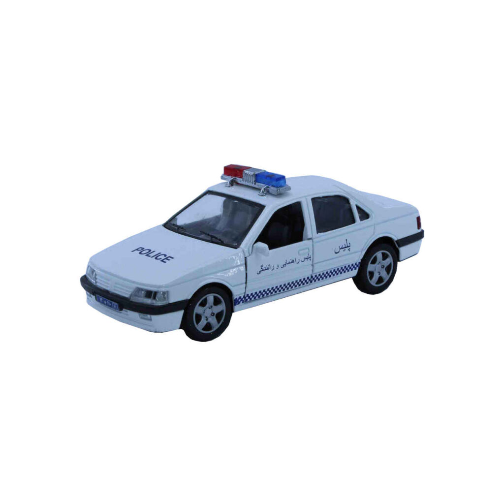 Voiture jouet iranienne Peugeot 405 - modèle police de la circulation pour collectionneurs avec détails réalistes