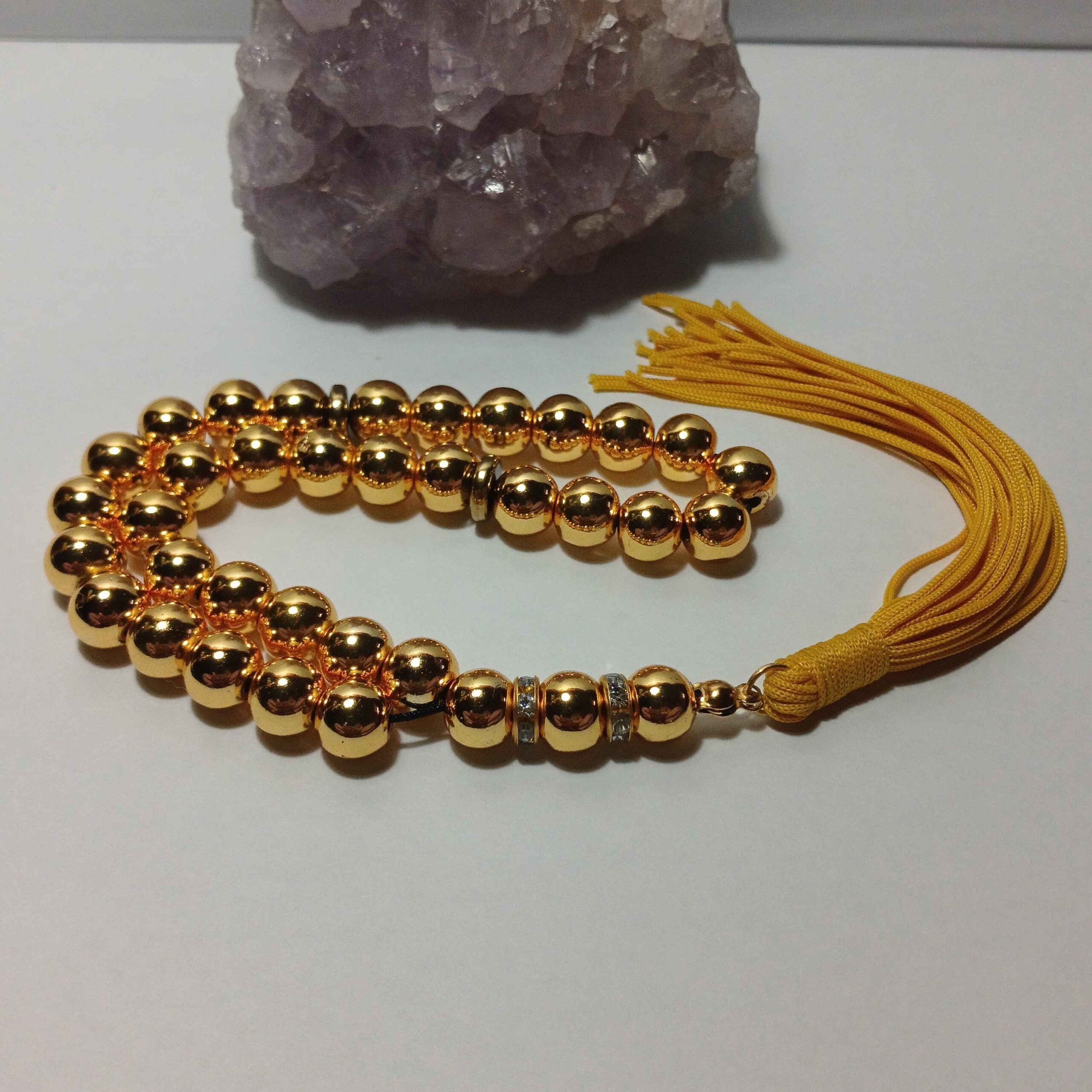 Chapelet islamique en hématite dorée – 33 perles