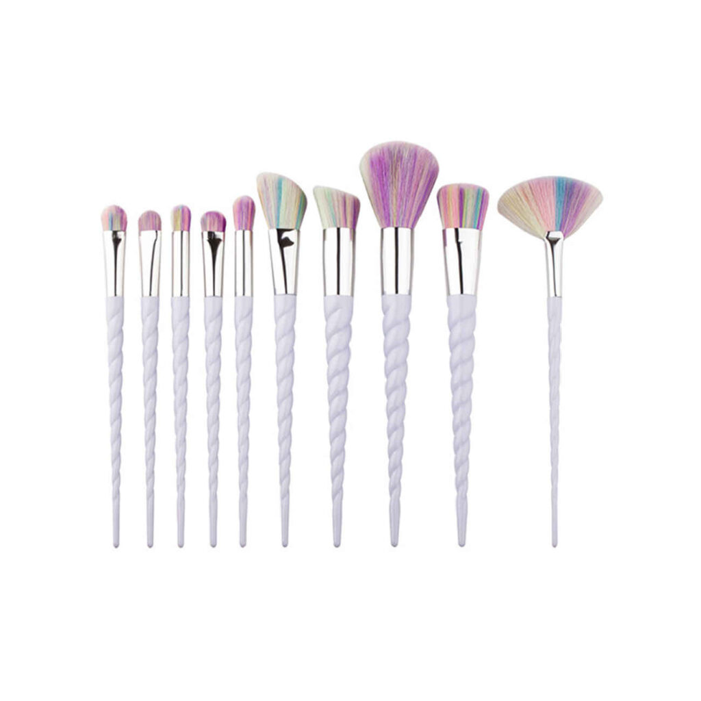 Ensemble de pinceaux de maquillage Magical Twist – Poils arc-en-ciel, 10 pièces