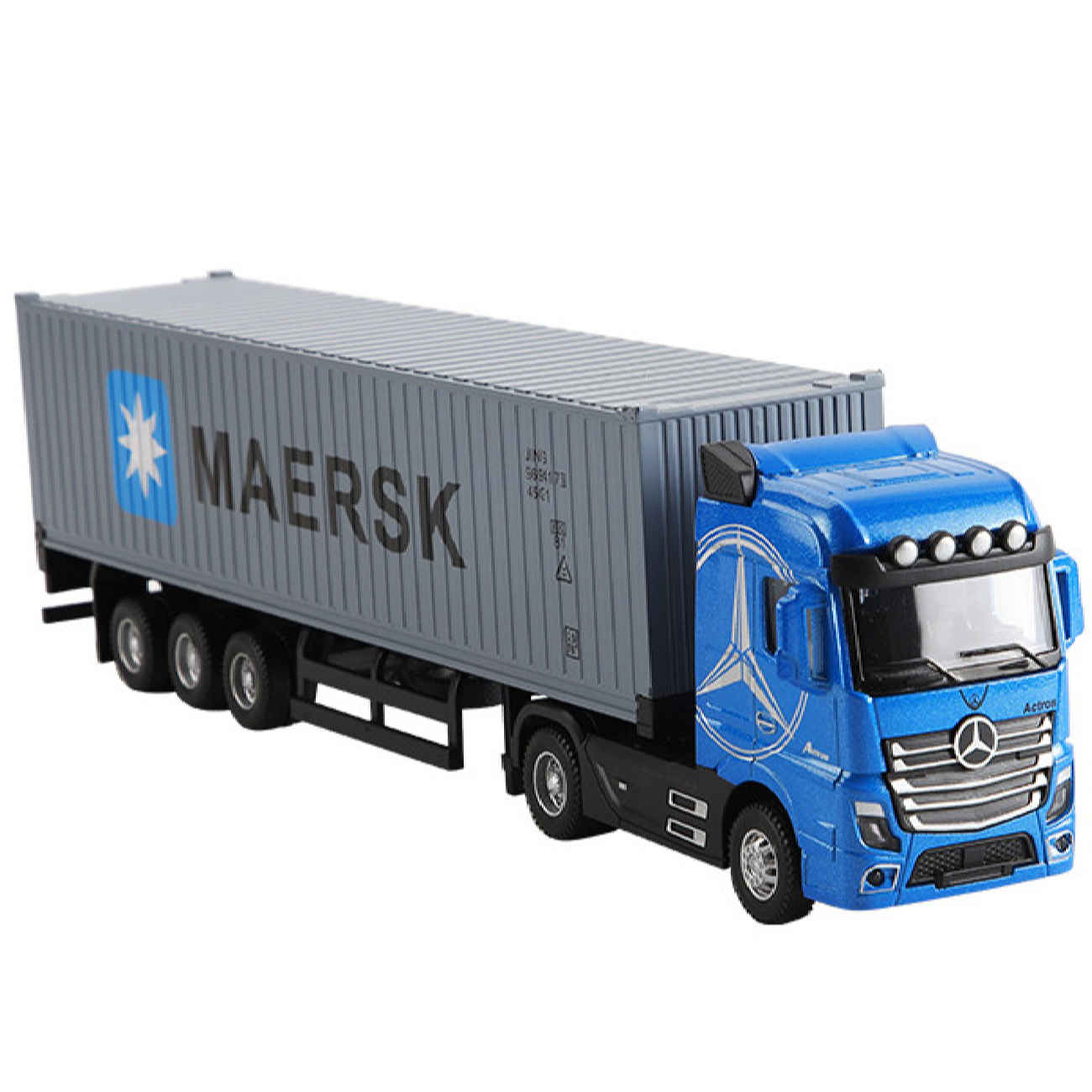 Camion jouet Mercedes-Benz Actros 1996 - avec conteneur MSC et détails complexes