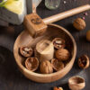 Casse-noix en bois rustique – Coffret naturel avec maillet et bol pour utilisation domestique et en cuisine