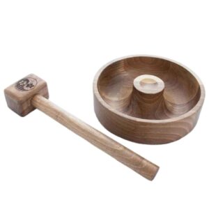 Casse-noix en bois rustique – Coffret naturel avec maillet et bol pour utilisation domestique et en cuisine