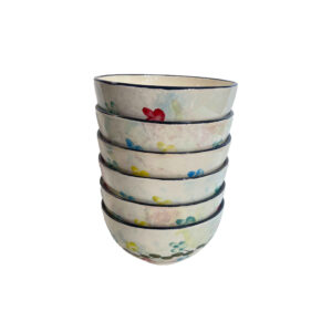 Bol Artistique en Poterie – Pour Servir Yaourts, Soupes, Ash, Nouilles, Crèmes Glacées | Blanc (Ensemble de 6)