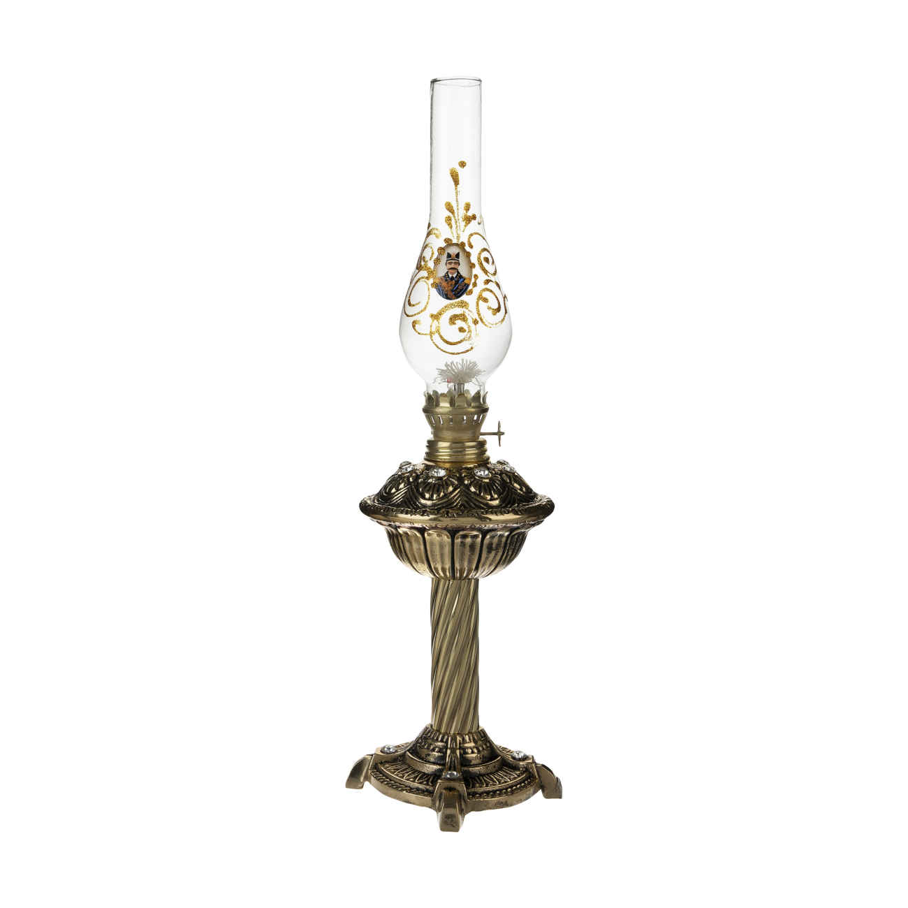 Lampe à pétrole en laiton persan avec motif Qajar – décoration antique