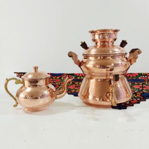 Samovar de thé en cuivre persan pour cuisinière avec théière Modèle Abeeha