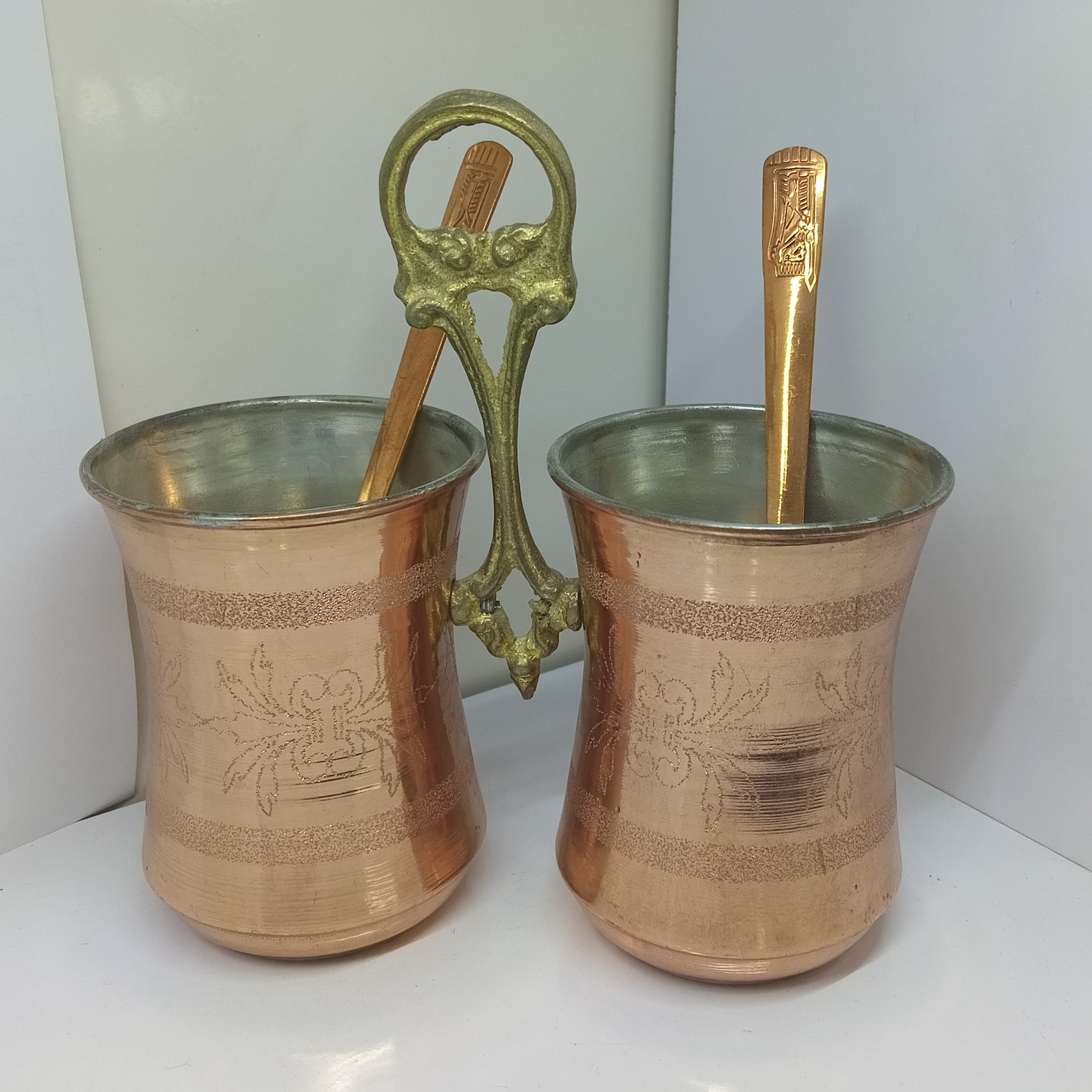 Porte-ustensiles de cuisine persan en cuivre – Accessoire de cuisine unique fait main