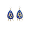 Boucles d’oreilles brodées à l’iranienne, style bohème, bleu raffiné et luxueux