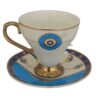 Tasse à expresso persane avec sous-tasse – Porcelaine avec design œil maléfique et style Demitasse – (ensemble de 6)