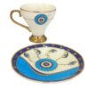 Tasse à expresso persane avec sous-tasse – Porcelaine avec design œil maléfique et style Demitasse – (ensemble de 6)